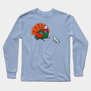 Turkey and Pigeon Happy Thanksgiviing Long Sleeve T-Shirt